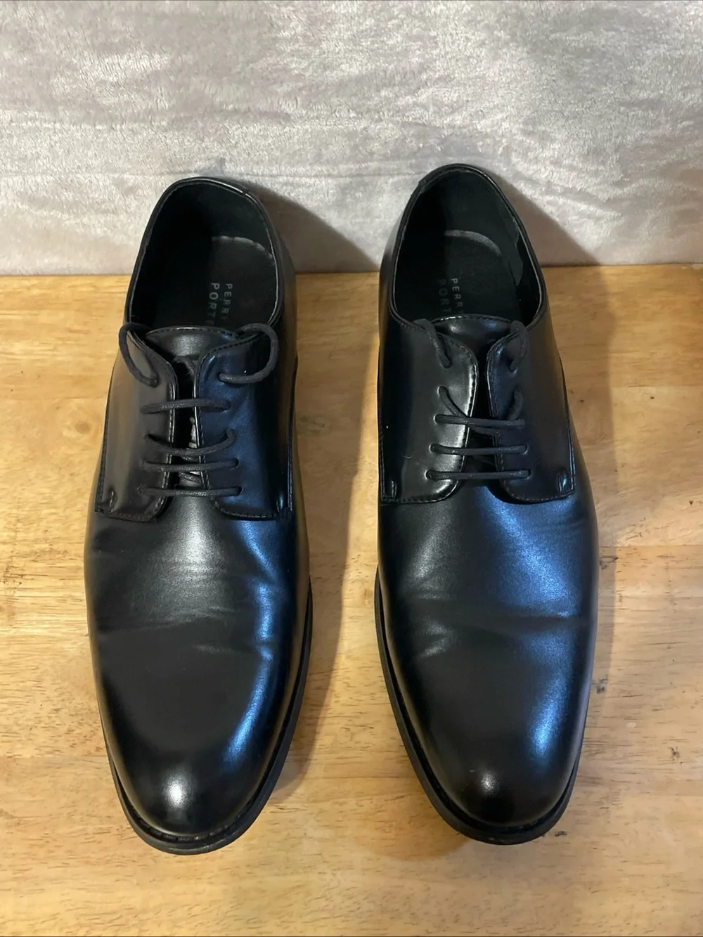 Perry Ellis Black Jerry faux Leather Lace-Up dress Shoes